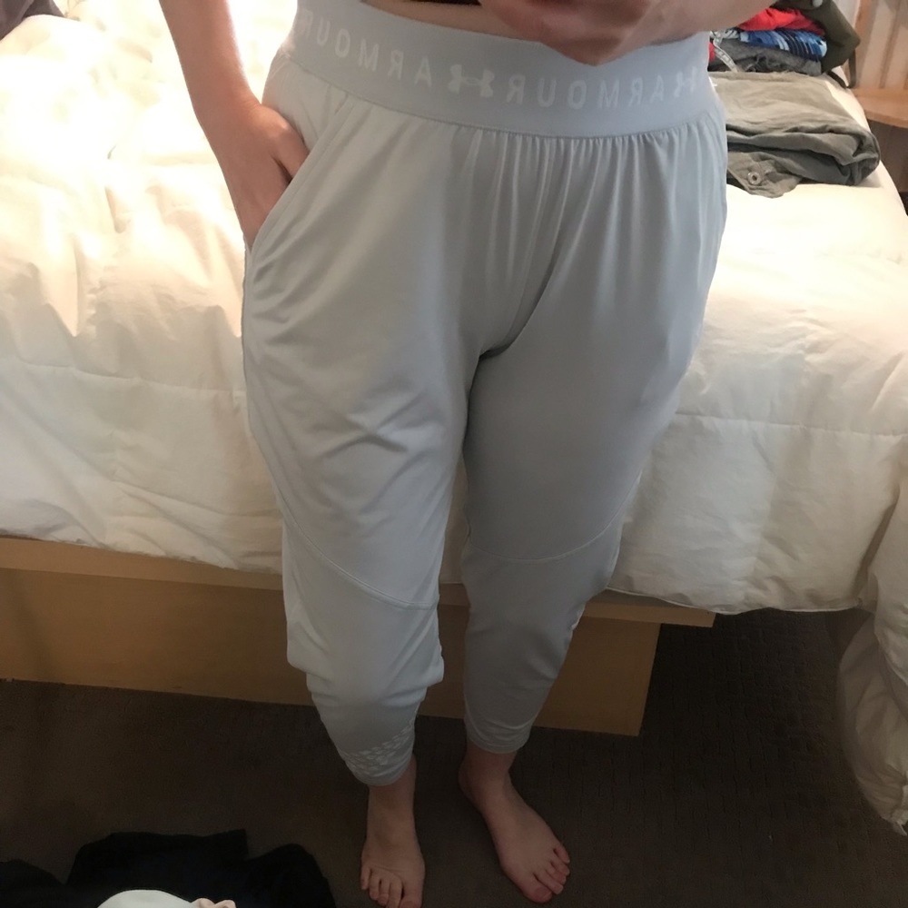 Under armour light gray track pants